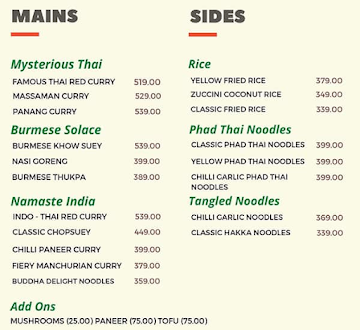 Ni Hao Namaste menu 