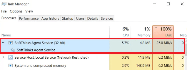 Služba agentů SoftThinks.  Oprava vysokého využití procesoru SoftThinks Agent Service ve Windows 10