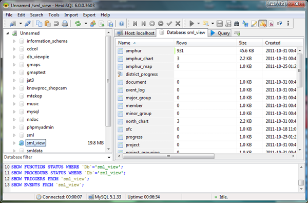 รายชื่อโปรแกรมที่ใช้ทำงานกับฐานข้อมูล MYSQL