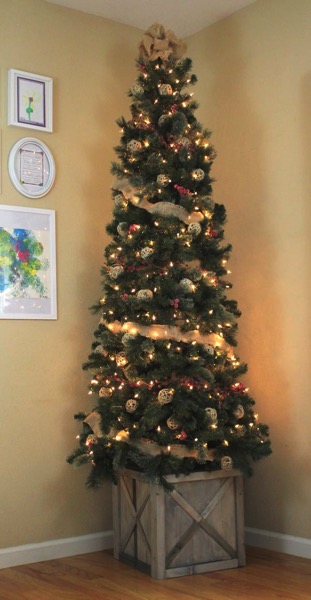 Christmas tree on reclaimed wood box