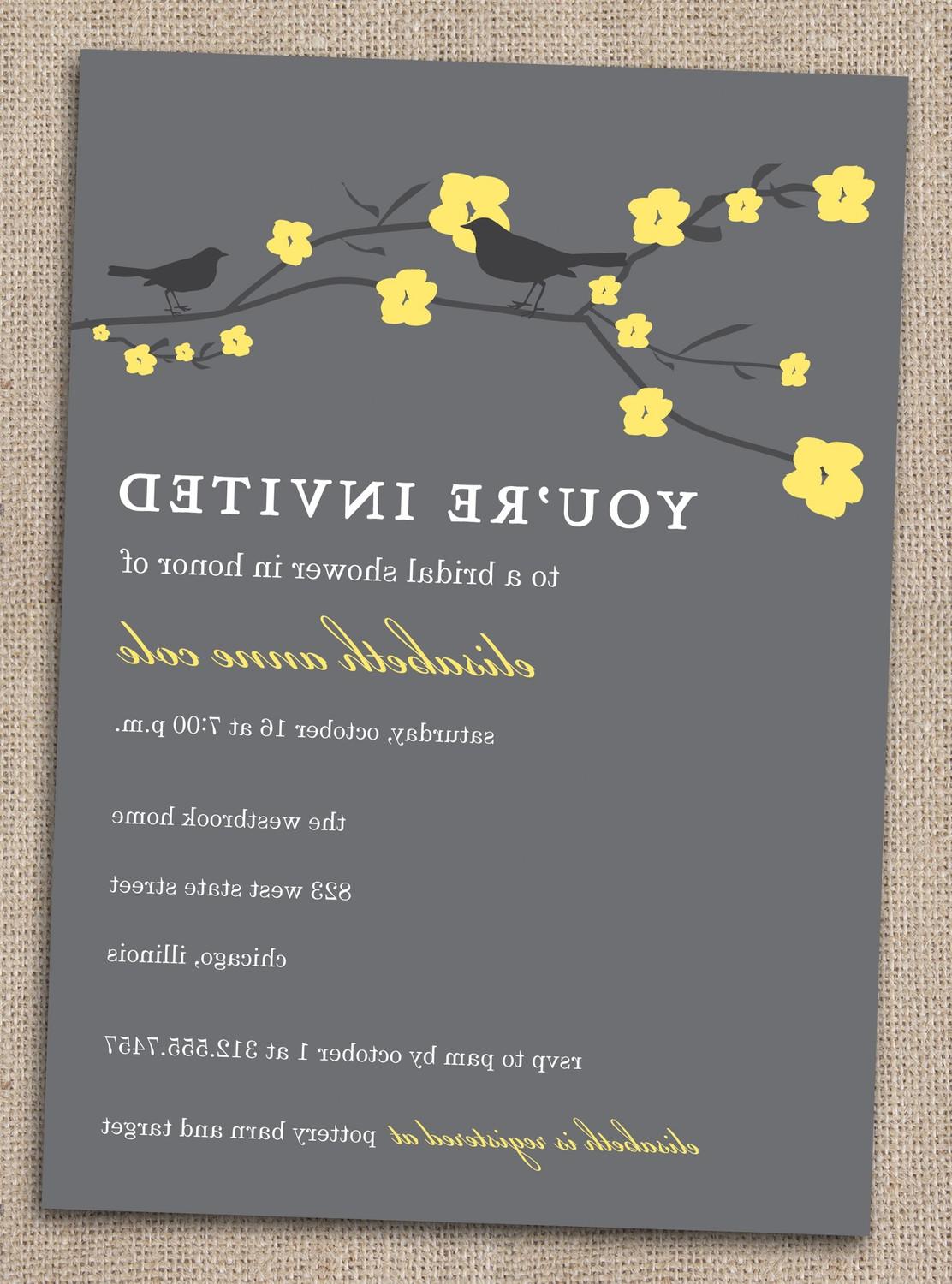 Cherry Blossoms and Sparrow Love Birds DIY Bridal Shower Invitations