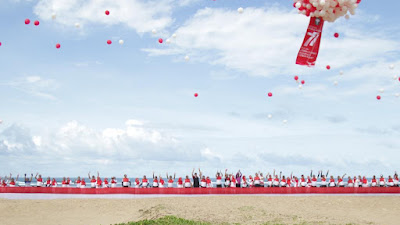 Peringati HUT RI Ke - 77, Kodam IM Selenggarakan Gowes Merah Putih dan Bentankan Bendera di Pantai Lhoknga