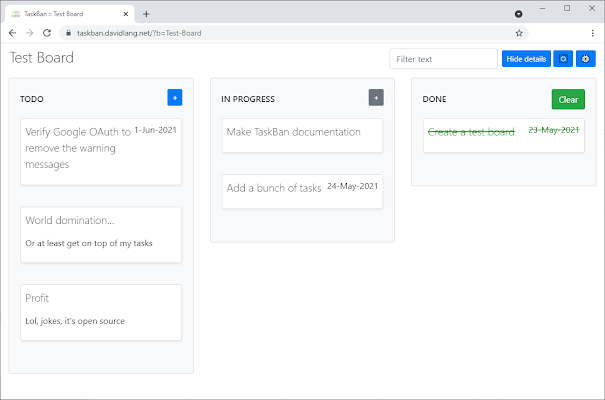 Screenshot of TaskBan