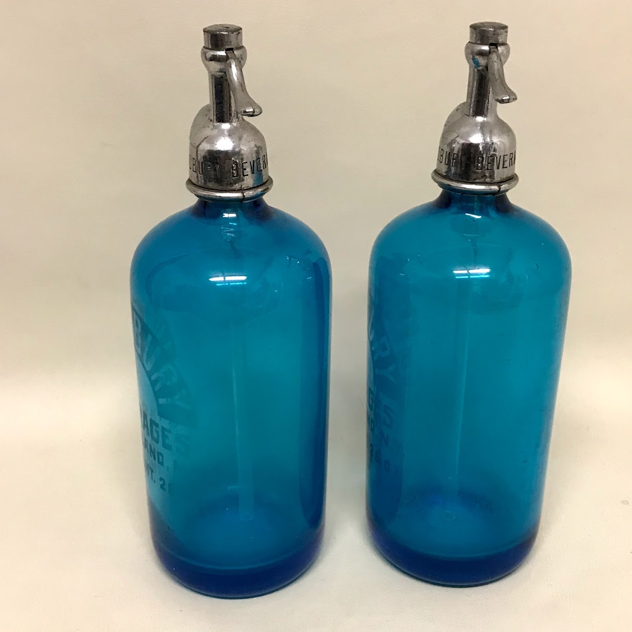 Pair of Blown Glass Seltzer Bottles