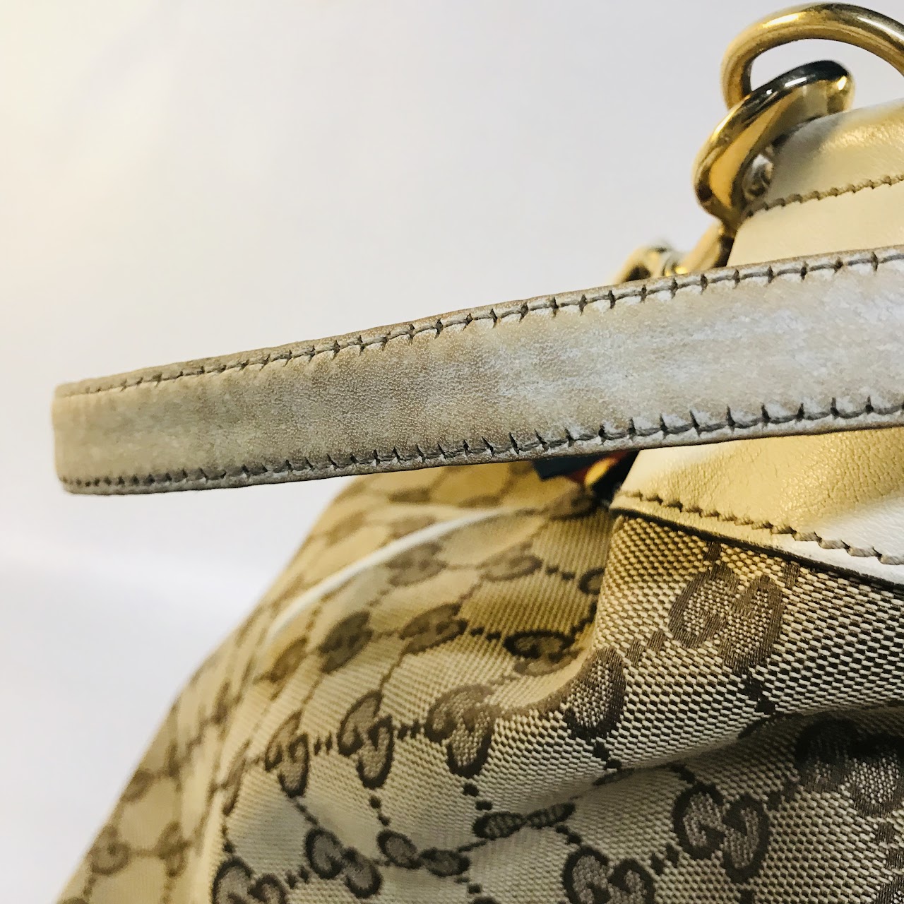 Gucci Monogram Canvas Drawstring Shoulder Bag