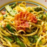 Pasta Carbonara With Asparagus &amp; Pecorino Cheese was pinched from <a href="http://www.italianfoodforever.com/2013/08/pasta-carbonara-with-asparagus-pecorino-cheese/" target="_blank">www.italianfoodforever.com.</a>