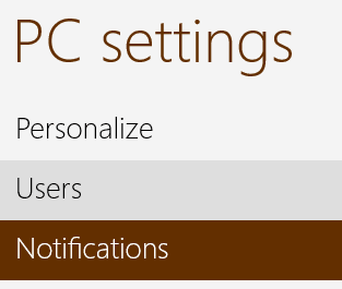 Windows 8 - Configuración de PC - Notificaciones