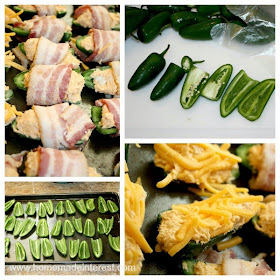 Buffalo chicken Dip Jalapeno Poppers Wrapped in Bacon - www.homemadeinterest.com