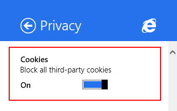 Internet Explorer, Windows 8.1, ความเป็นส่วนตัว, การตั้งค่า