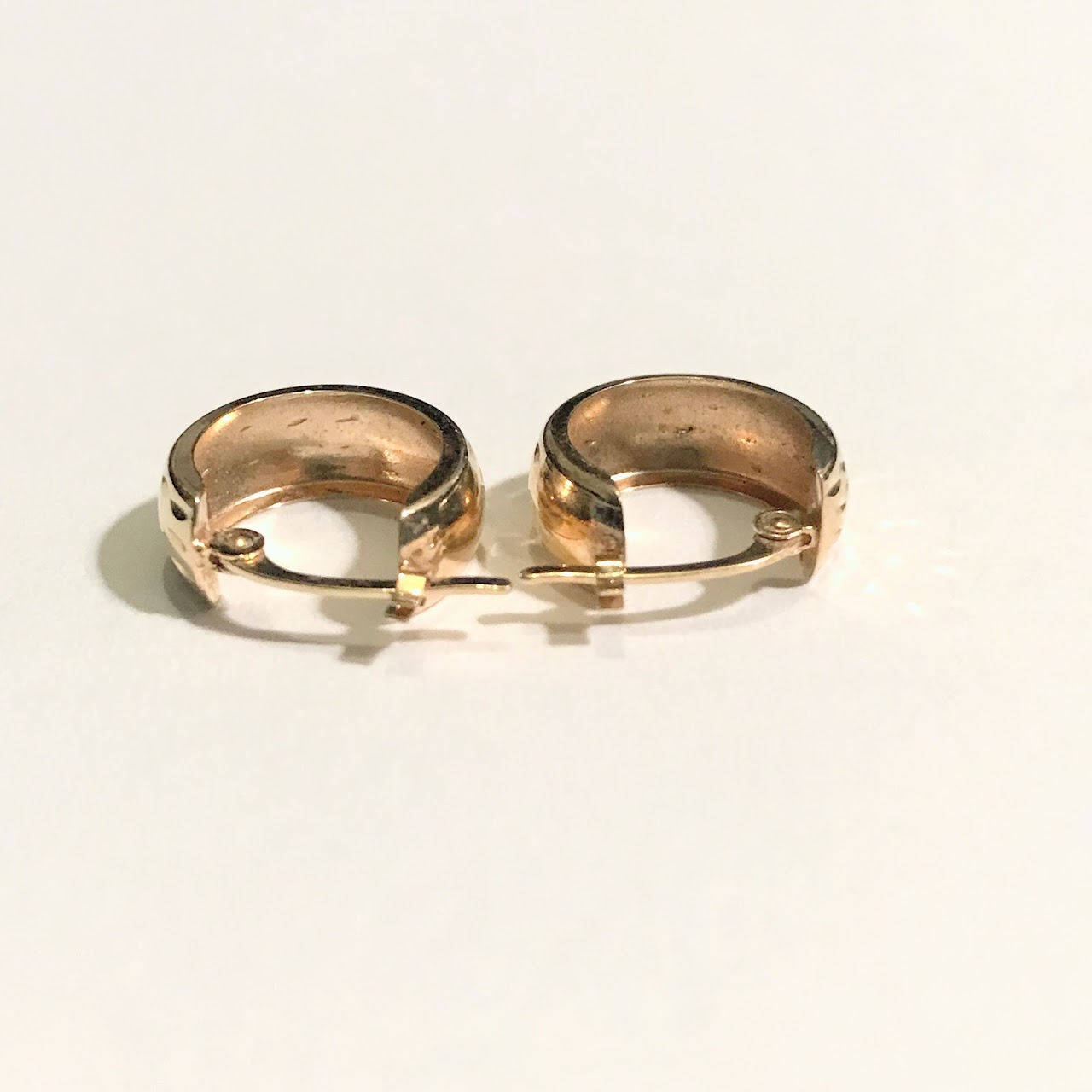 14K Gold Etched Hoop Earrings