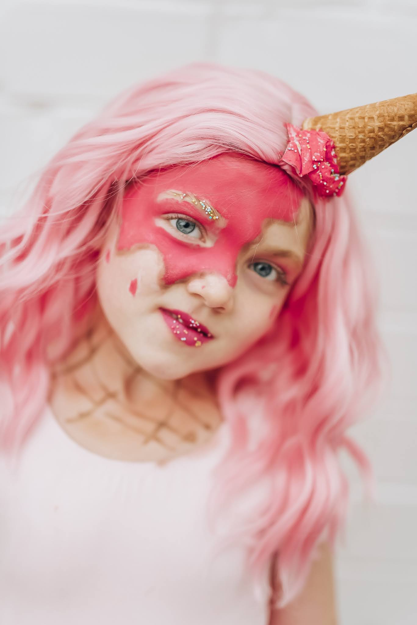 Melted Ice Cream Cone Halloween Costume & Makeup - Something Delightful Blog #HalloweenCostueme #CostumeDIY #MommyandMeCostume
