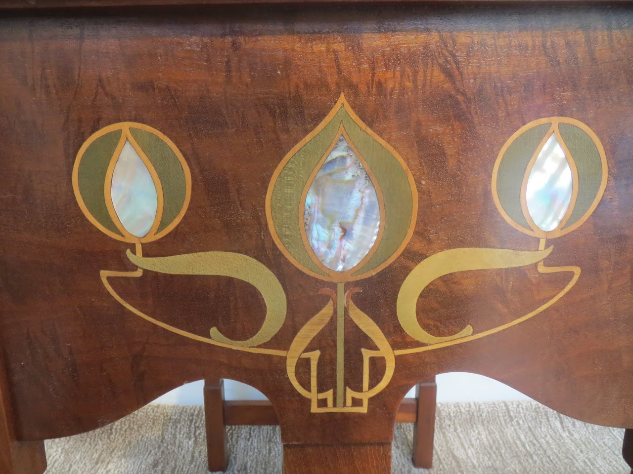 Antique Inlaid Wood Stool