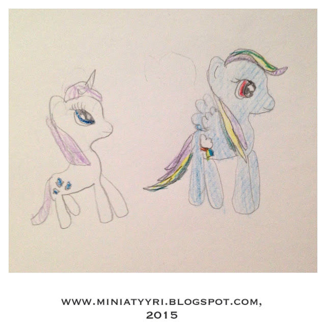 7-vuotiaan lapsen My Little Pony -piirustus mallista - Drawing of the My Little Pony -toy by a 7-year-old