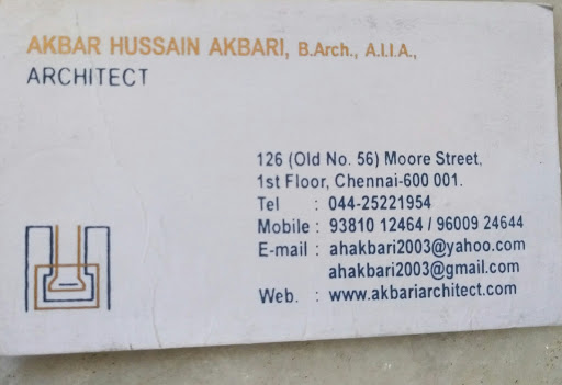 Akbar Hussain Akbar Architects, 58, Moores Street, Panya, Moores Street, Chennai, Tamil Nadu 600001, India, Architect, state TN
