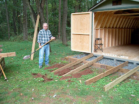 Setting pre-built Shed and Building Access Ramp 