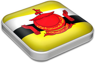 Flag of Brunei with metallic square frame