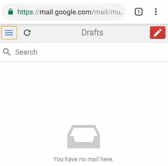 แตะที่ไอคอนเมนูแฮมเบอร์เกอร์ในหน้าบัญชี Gmail ของคุณ