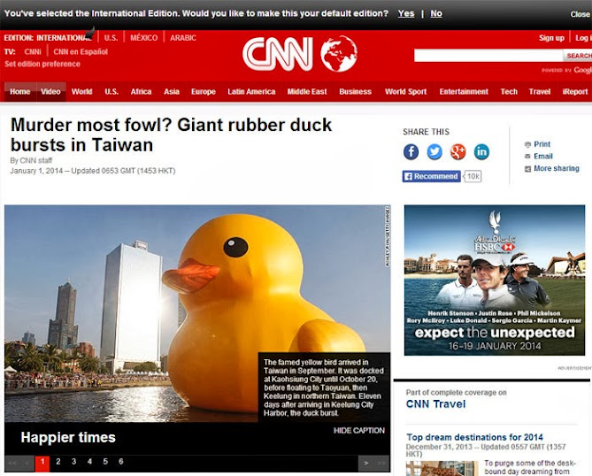 Murder most fowl? Giant rubber duck bursts in Taiwan