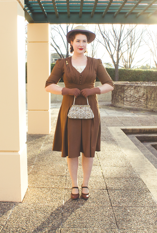 1940's inspired ensemble in sepia tones | Lavender & Twill