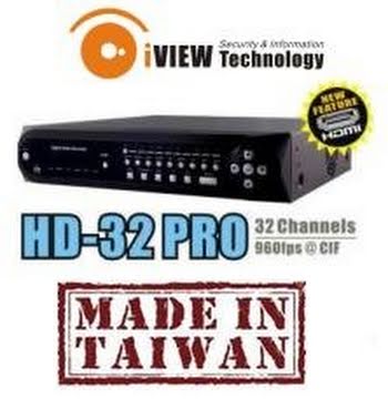 iVIEW Technology HD-32 PRO H.264 32 Channel 30FPS Recording DVR MAC Support FREE I-PHONE I-PAD I-POD Touch Android Phone Tablet APP Ready Made in Taiwan