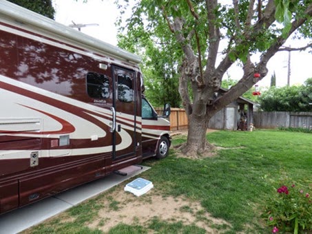 Motorhome in backyard