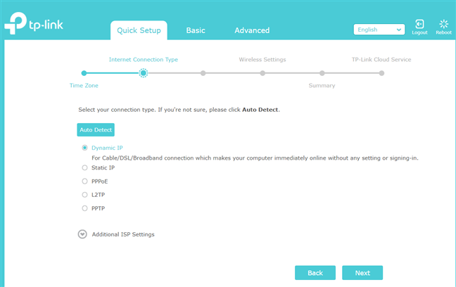 El asistente de configuración rápida