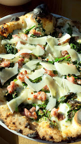 From the Forno section at Renata, Cavalo Nero pizza with sausage, pecorino and green garlic