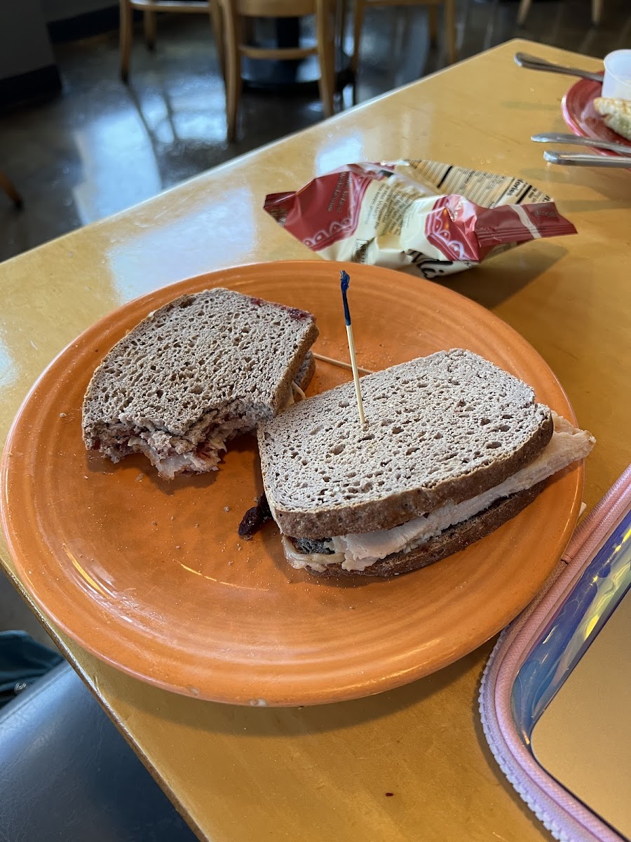 Honey smoked turkey and brie panini with cranberry jam!