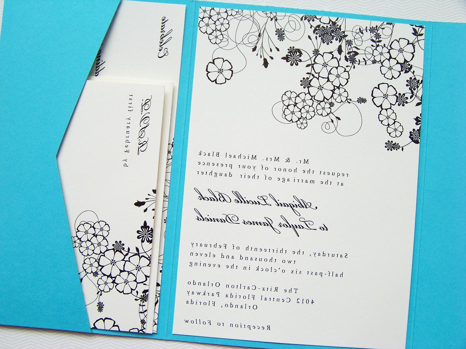 Pocketfold Wedding Invitations - Dancing Blooms Pocketfold Invitation Suite