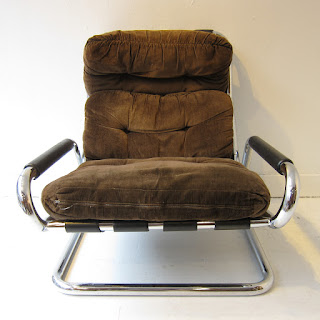 Mid-Century Modern Tubular Chrome Lounge Chair Pair