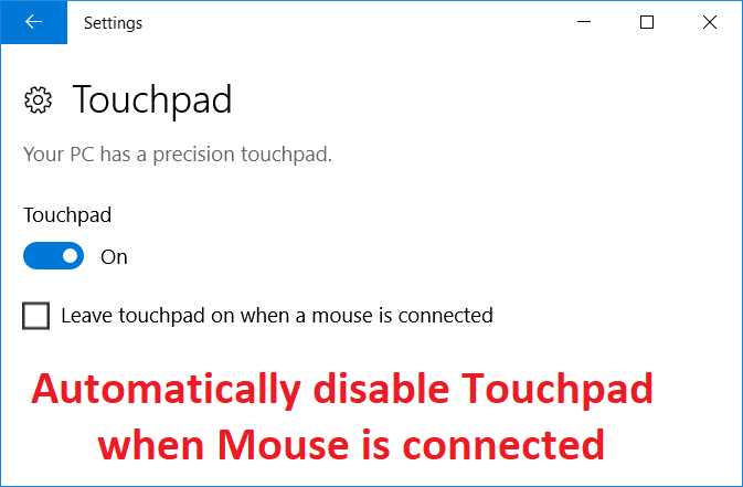 マウスが接続されているときにタッチパッドを自動的に無効にする