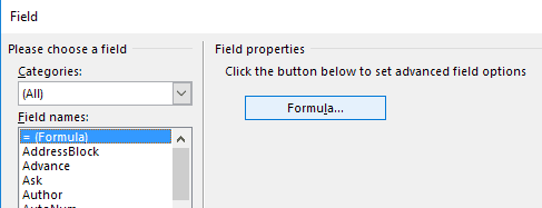 modifica formula