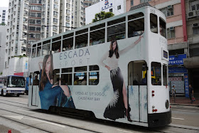 Tram in Hong Kong with Escada advertising