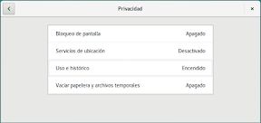 Como configurar GNOME con detalle. Configuración personal. Privacidad.