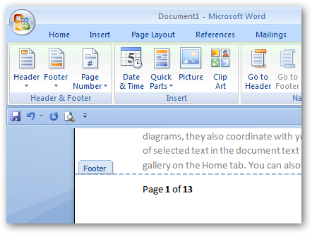 Set Footer Format in Microsoft Word