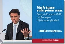 La slide con cui Renzi annunciava l'abolizione dell'IMU sulla prima casa