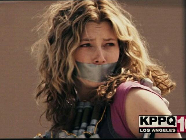 Jessica Biel Her Mouth Taped Shut Bound Gagged Bondage Tied Up Close