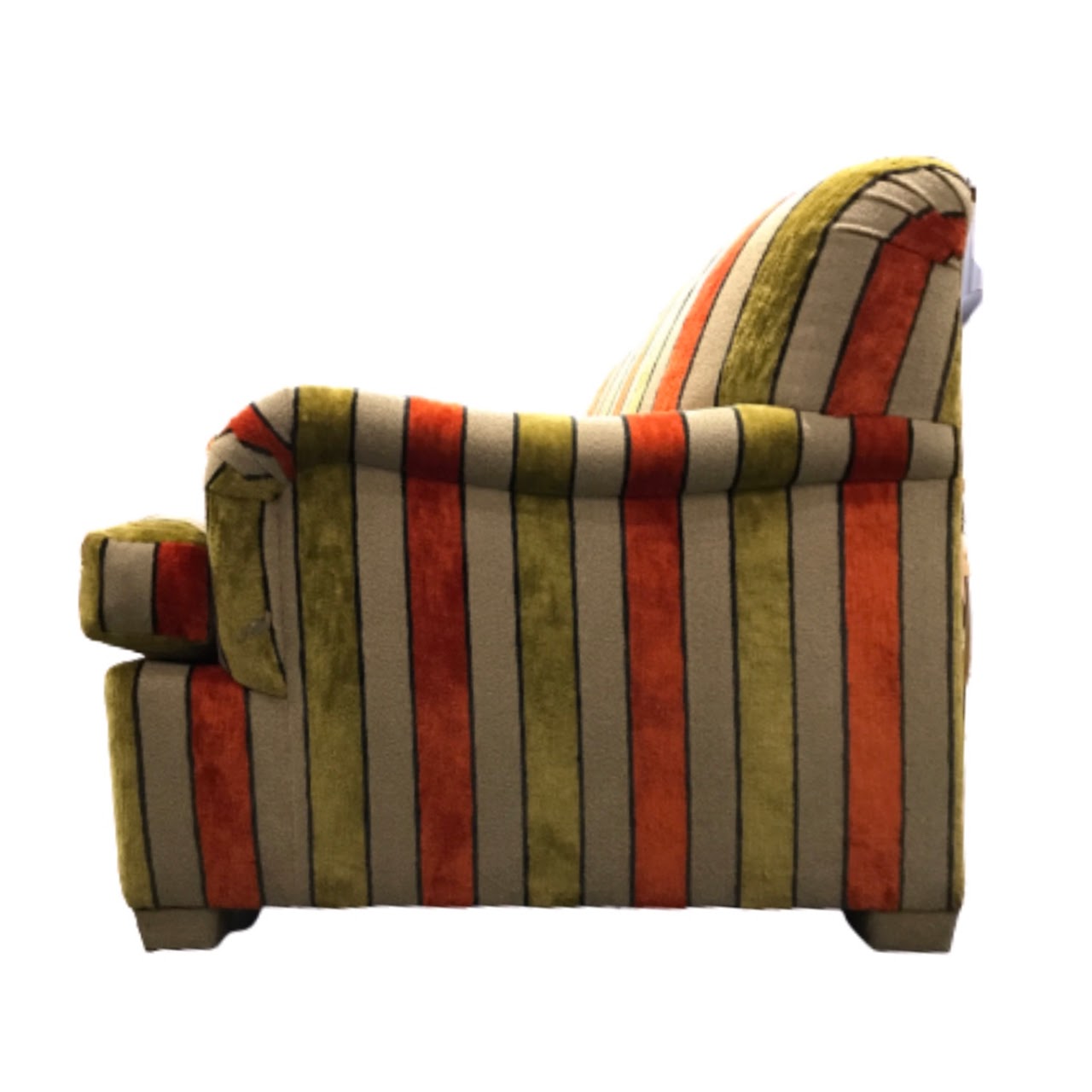 Striped Velvet Scroll-Arm Convertible Sofa