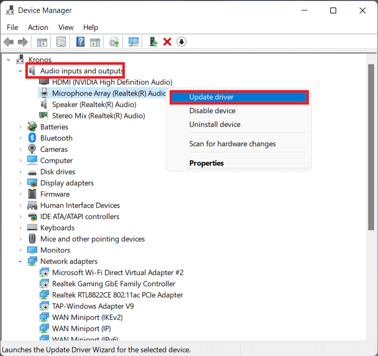 ventana del Administrador de dispositivos.  Cómo arreglar el volumen bajo del micrófono en Windows 11