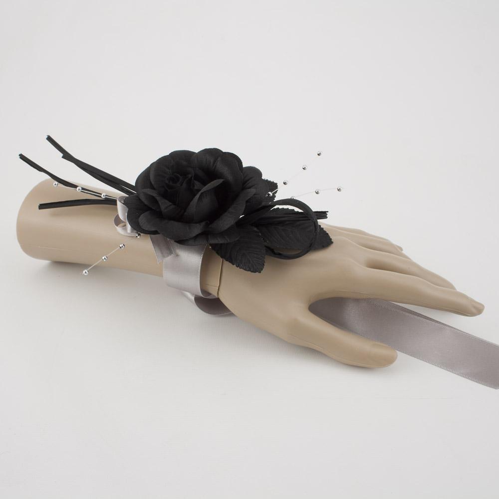 Black and Silver Wrist Corsage