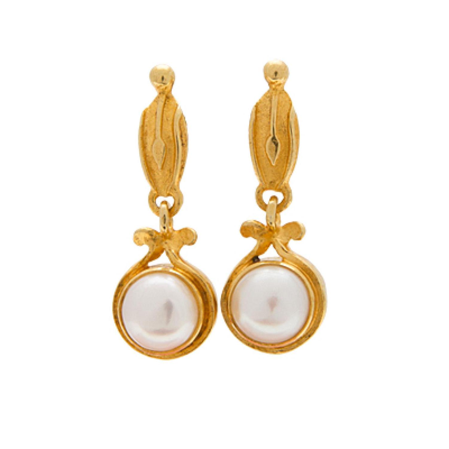 Golden Pearl Drop Earrings