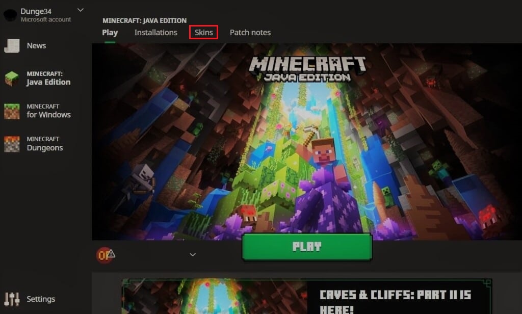 haga clic en la pestaña Máscaras en el iniciador de Minecraft.  Arreglar Minecraft no pudo autenticar su conexión en Windows 10