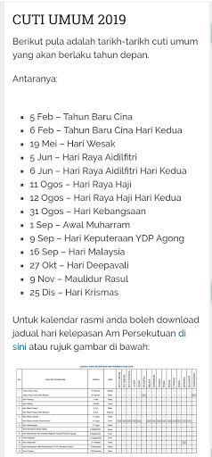 Ahmad Sanusi Husain Com Cuti Umum Malaysia 2019