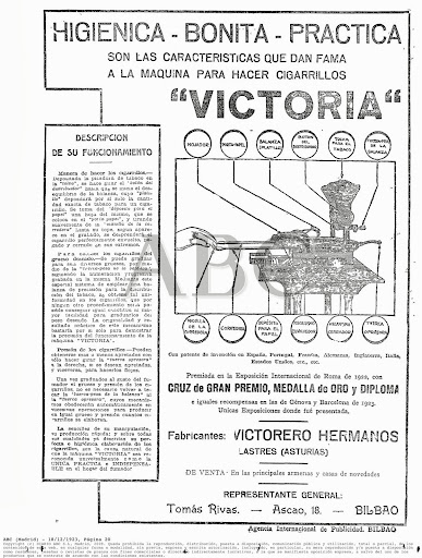 Antigua Máquina para Liar Cigarrillos Victoria. Circa 1920