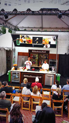 The Lee Brothers charm the audience during their Kitchenaid Demo, regaling with many stories while making oyster peanut stew on the KitchenAid Main Demo Stage at Oregon Bounty Grand Tasting, Feast 2013