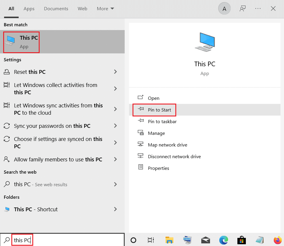 pin deze pc om te starten vanuit Windows Search.  Hoe u dit pc-pictogram op uw bureaublad kunt krijgen