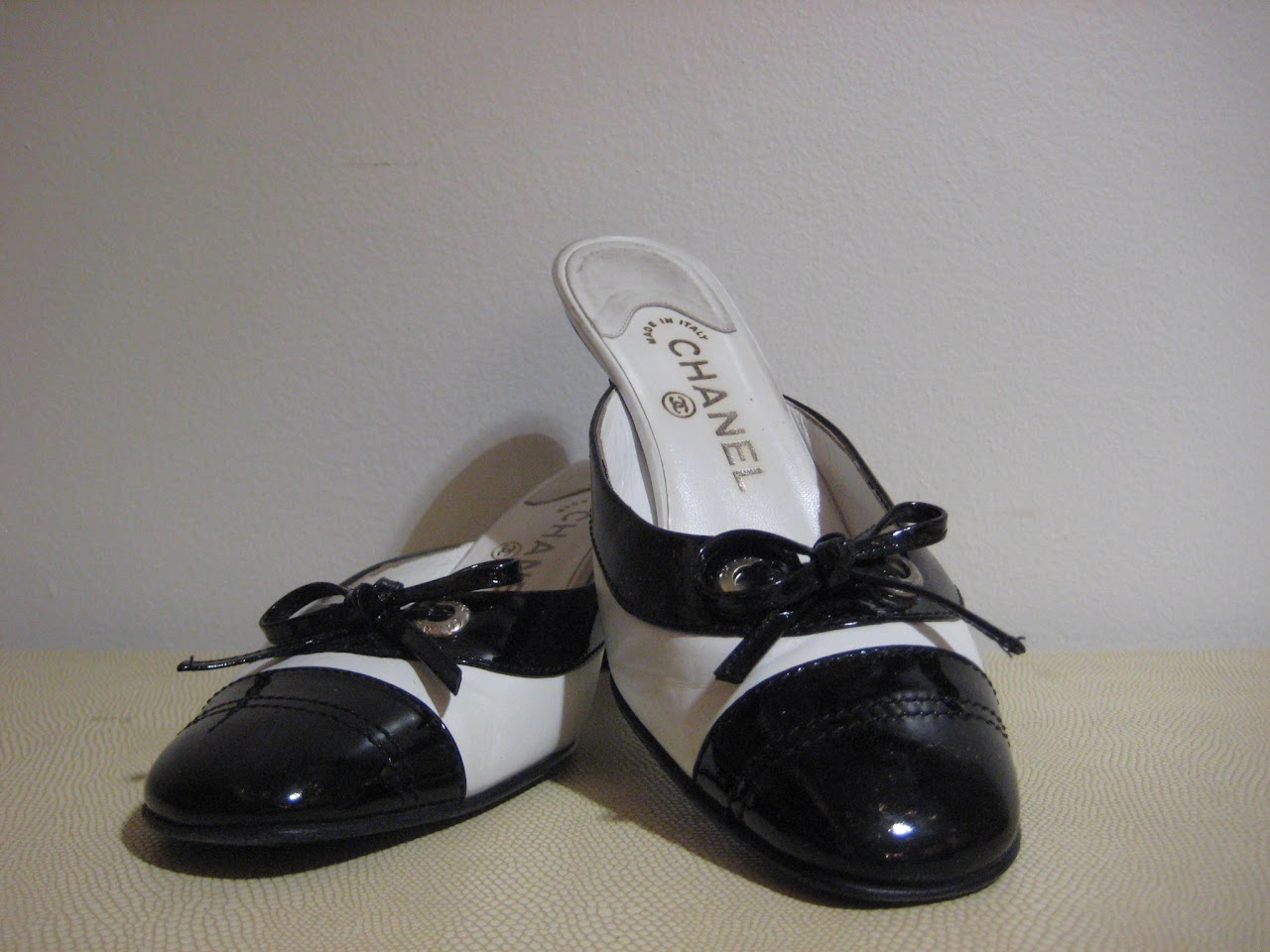 Chanel Black and White Flats