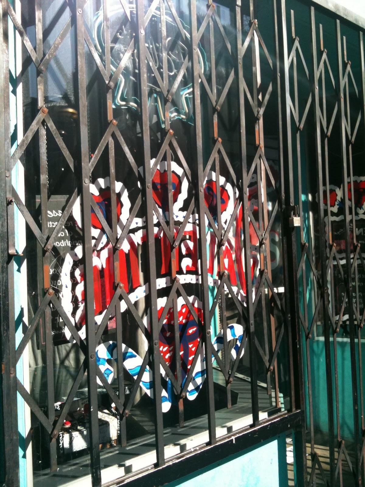 Decorations hiding behind bars