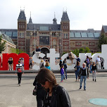 the I amsterdam sign in front of the Rijksmuseum in Amsterdam, Netherlands 