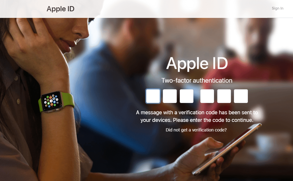 ป้อนรหัสยืนยัน Apple ID ในหน้าบัญชี iCloud